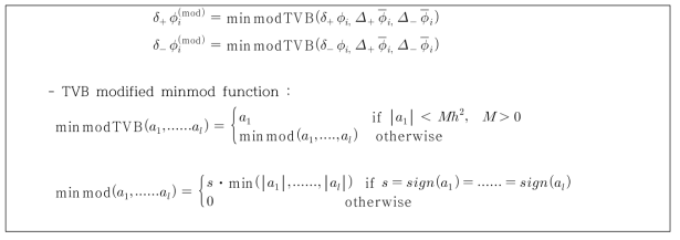 TVB modified minmod function을 계산