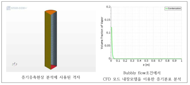 CFD 내장모델을 활용한 Bubbly flow의 증기응축현상 분석에 사용된 격자와 증기분포 분석