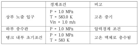 노심보충탱크 예비해석 경계조건