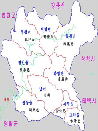 정선군 경계지도 (https://ko.wikipedia.org)