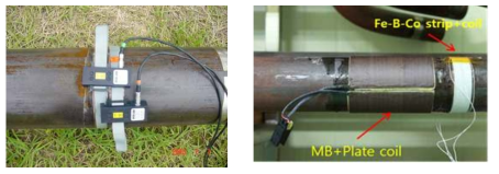 다양한 자기변형유도초음파 센서 방식: (1) Ribbon Cable + Magnetostrictive Strip (2) Permanent Coil + Magnetostrictive Strip, (3) Magnetic Bias Plate + Plate coil