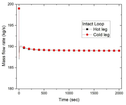 고온관과 저온관에서의 정상상태 질량유량(Intact loop)