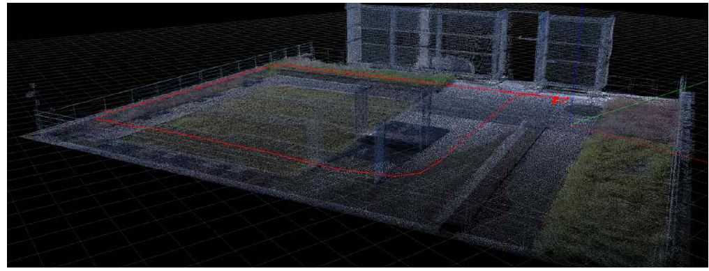 GNSS 기반 3D 모델 칼리브레이션 결과 예시 (1-다 항목 실험의 기준시스템 출력과 연동)