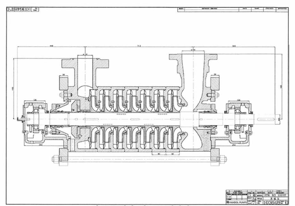 개발 펌프 조립단면도