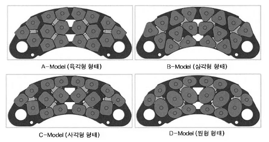 마찰재 형상별 패드 모델