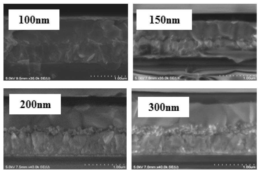 mTiO2 두께에 따른 cross-section SEM 사진