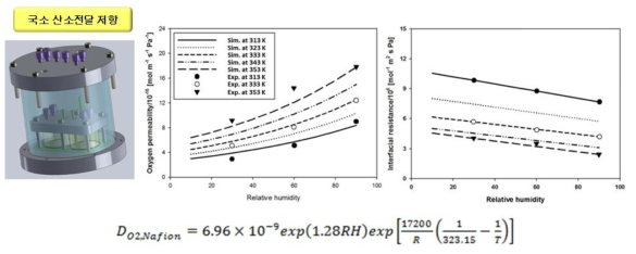 나피온 이오노머 박막 필름 산소투과도 및 촉매-이오노머 계면 산소전달 저항 측정