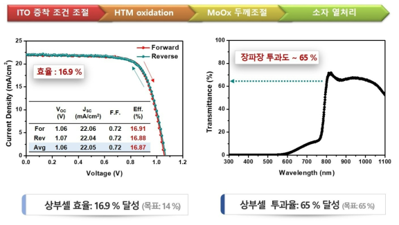 3차년도 반투명 페로브스카이트 태양전지 고효율화 연구 결과