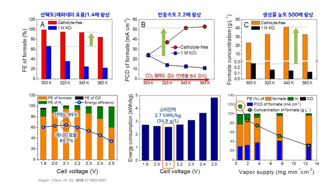실험실 규모 Catholyte-Free CO2 전환 시스템 주요 운전 변수의 영향
