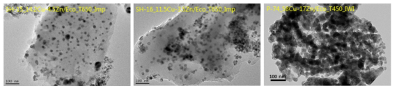 Cu, Zn 혼합 금속의 Eco coal로의 분산 TEM image