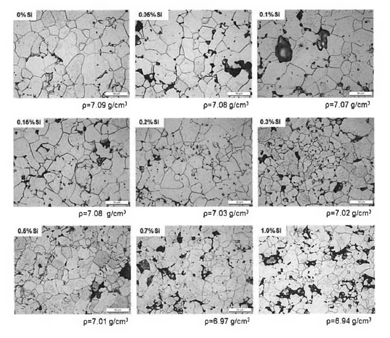 Si 함량에 따른 고배율 미세조직 : Fe-P-Mo-Si