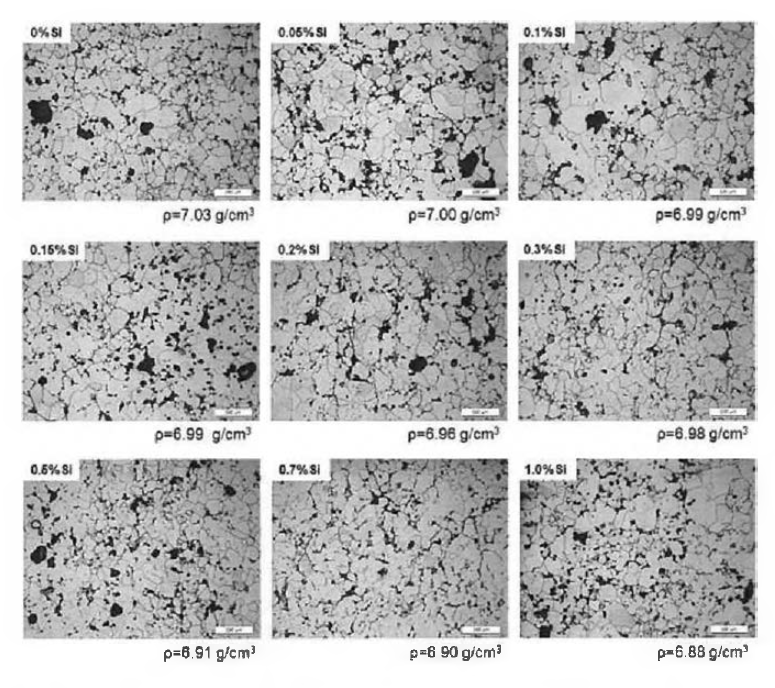Si 함량에 따른 저배율 미세조직 : Fe-P Mn-Si