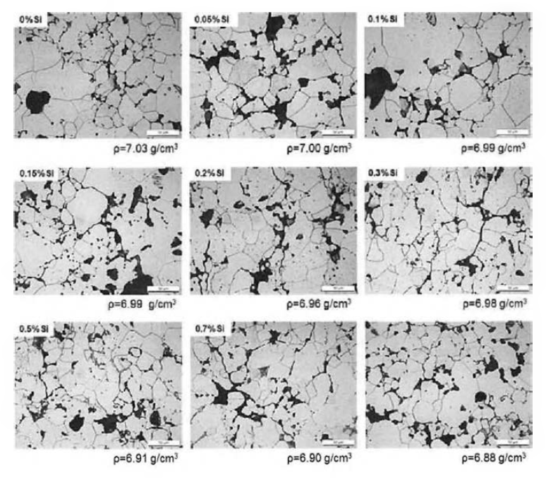 Si 함량에 따른 고배율 미세조직 : Fe-P-Mn-Si