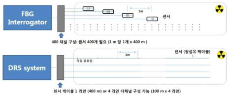 DRS 시스템과 FBG 기반 멀티채널 방사선 센서 구성 비교