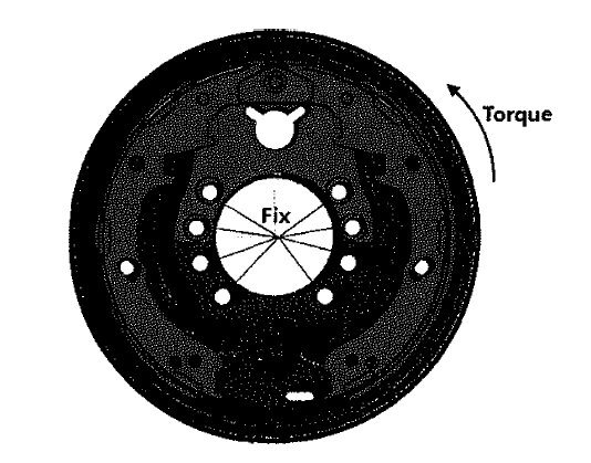 드럼브레이크 Ass′y 구조해석 경계조건