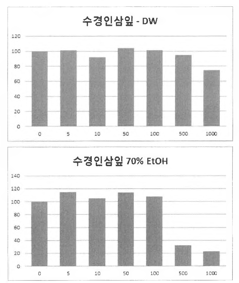 수경인삼 잎 추출물의 세포독성 평가