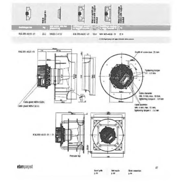 EBM MOTOR 관련 외형도면