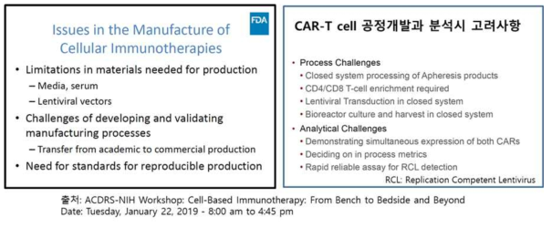 CAR-T 면역세포치료제의 생산 및 평가 관련 주요 이슈