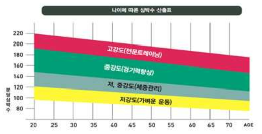 나이에 따른 심박수 산출표