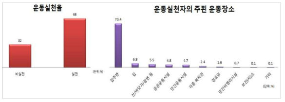 노인의 운동실천율, 운동실천자의 주된 운동장소