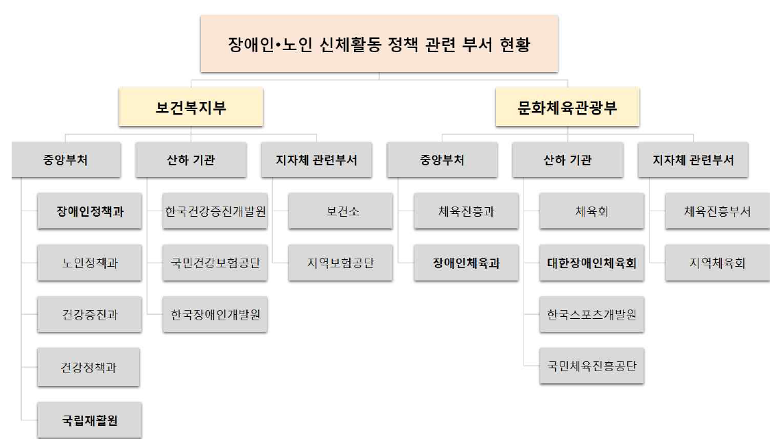 장애인·노인 신체활동 정책 관련 부서 현황