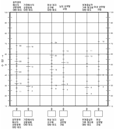 개정 남녀평등의식 검사 프로파일: 60대 남성용