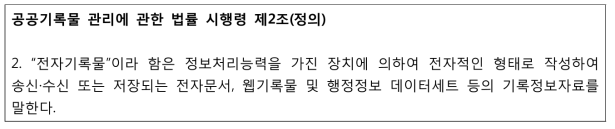 공공기록물 관리에 관한 법률 - 전자기록물의 정의