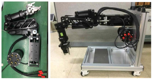 (Left) ARM 5E MINI, (Right) Integrated system with arm and mobile jig