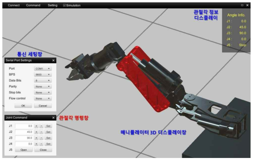 Kinematic simulator for monitoring manipulator’s status