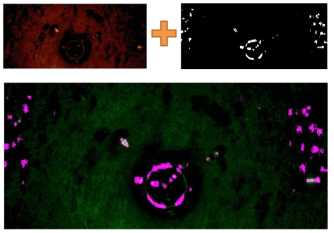 Overlap image from original image and OS-CFAR result image