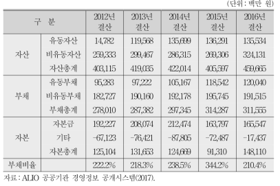 C병원 요약 대차대조표