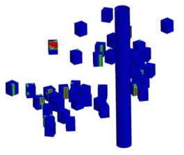 Plastic strain distribution of ice