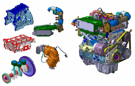 엔진 주요 부품 및 엔진 어셈블리 설계 사례