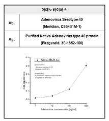 아데노바이러스 항체 특성 분석 (ELISA): 아데노바이러스(양성)항원반응 후 Blank 값을 제거하여 보정한 그래프