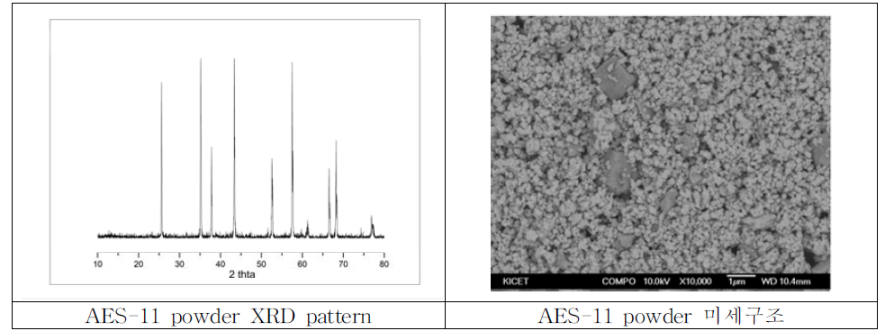 AES-11의 XRD pattern과 미세구조