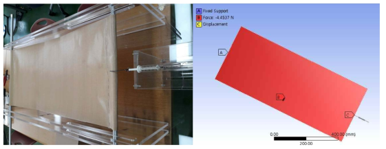 천막에 작용하는 힘 측정하는 모의