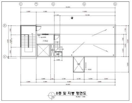 연기거동 훈련실험동 기계실 및 지붕 평면도(8층)