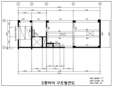 연기거동 훈련실험동 2층 바닥슬라브 구조평면도