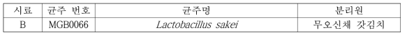 김치말이 육수용 속성 발효물의 접종 균 설정