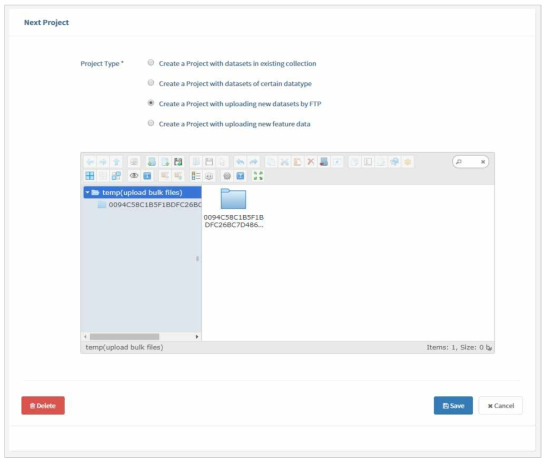 The second phase of project registration (web ftp)