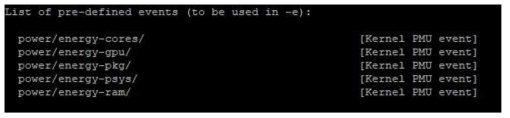 Perf power event list