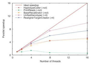 Parallel efficiency for a unit genomic analysis