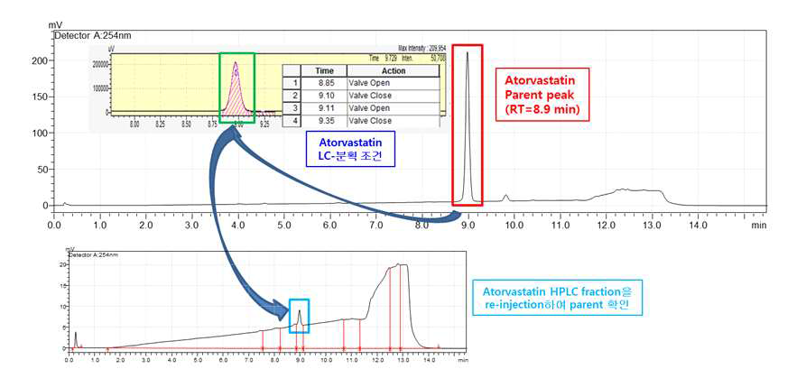 Atorvastatin의 HPLC-분획 조건 확립