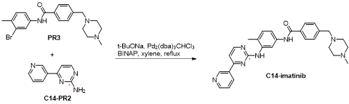 [14C]PR2를 이용한 [14C]imatinib의 합성과정