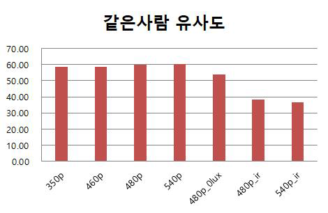 얼굴 자극의 해상도에 따른 유사도 비교