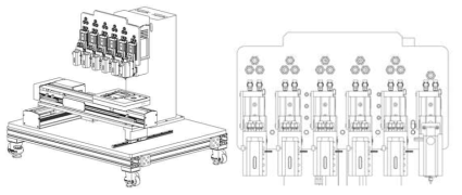 다종 세포 프린팅을 위한 다중 헤드 프린팅 시스템 설계도