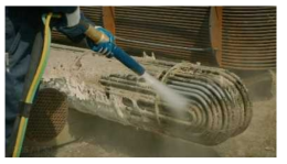 Abrasive blasting of water jet