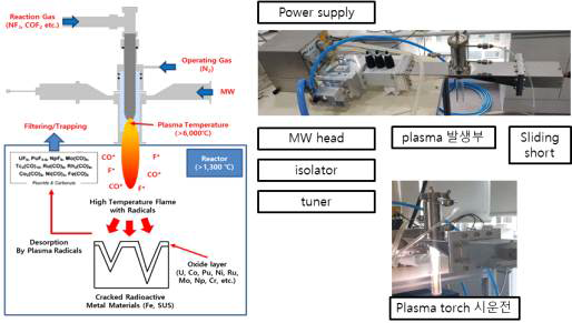 대기압 Coaxial type 마이크로웨이브 플라즈마 토치 공정 모식도 및 시운전