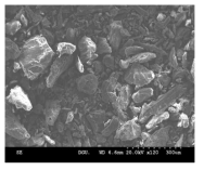 SEM micrograph for the non-granulated XG at magnification of 120x