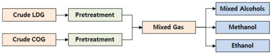 연구개발 개요: 부생가스의 CO 활성화를 통한 혼합 알코올 생산 개념도